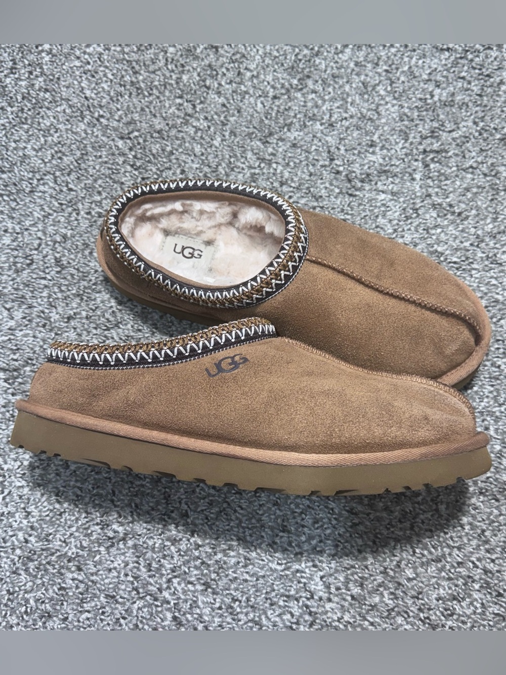 UGG Tasman Women's Chestnut Suede Sheepskin Lined Slip-On Slippers US 9